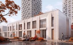 Зона отдыха с лежаками на эксплуатируемой кровле корпуса ЖК Шагал